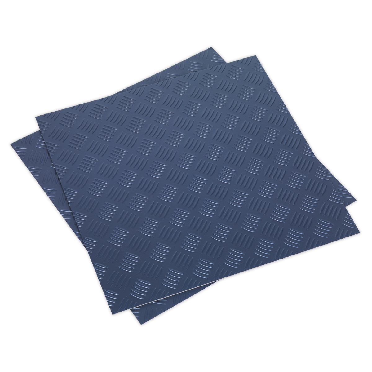 Vinyl Floor Tile with Peel & Stick Backing Blue Treadplate Pack of 16