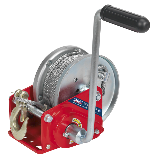 Geared Hand Winch with Brake & Cable 900kg Capacity Huttie