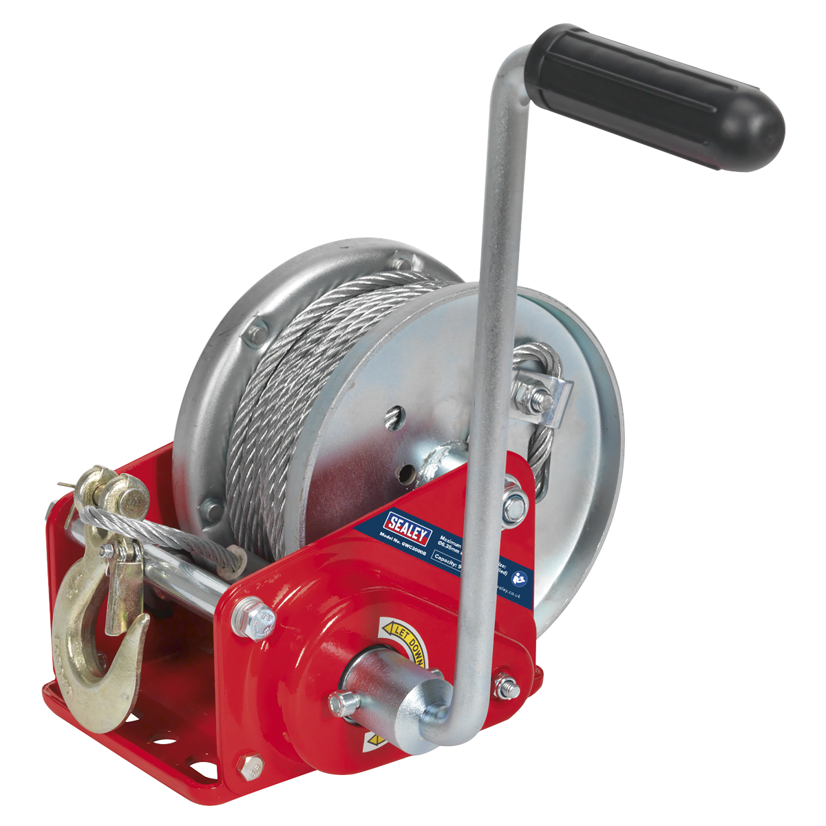 Geared Hand Winch with Brake & Cable 900kg Capacity Huttie