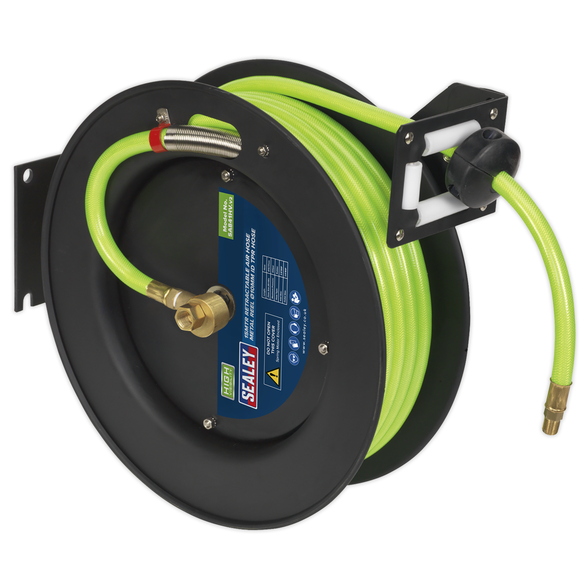 Retractable Air Hose Metal Reel 15m Ø10mm ID High-Visibility TPR Hose -  Huttie