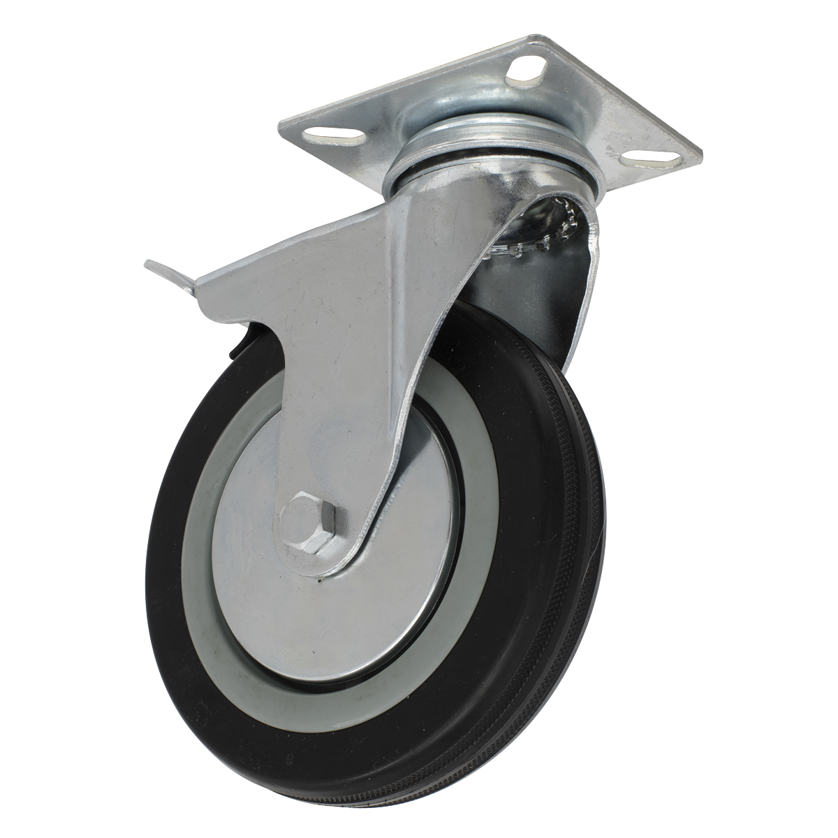 Castor Wheel Swivel Plate with Brake Ø125mm Huttie