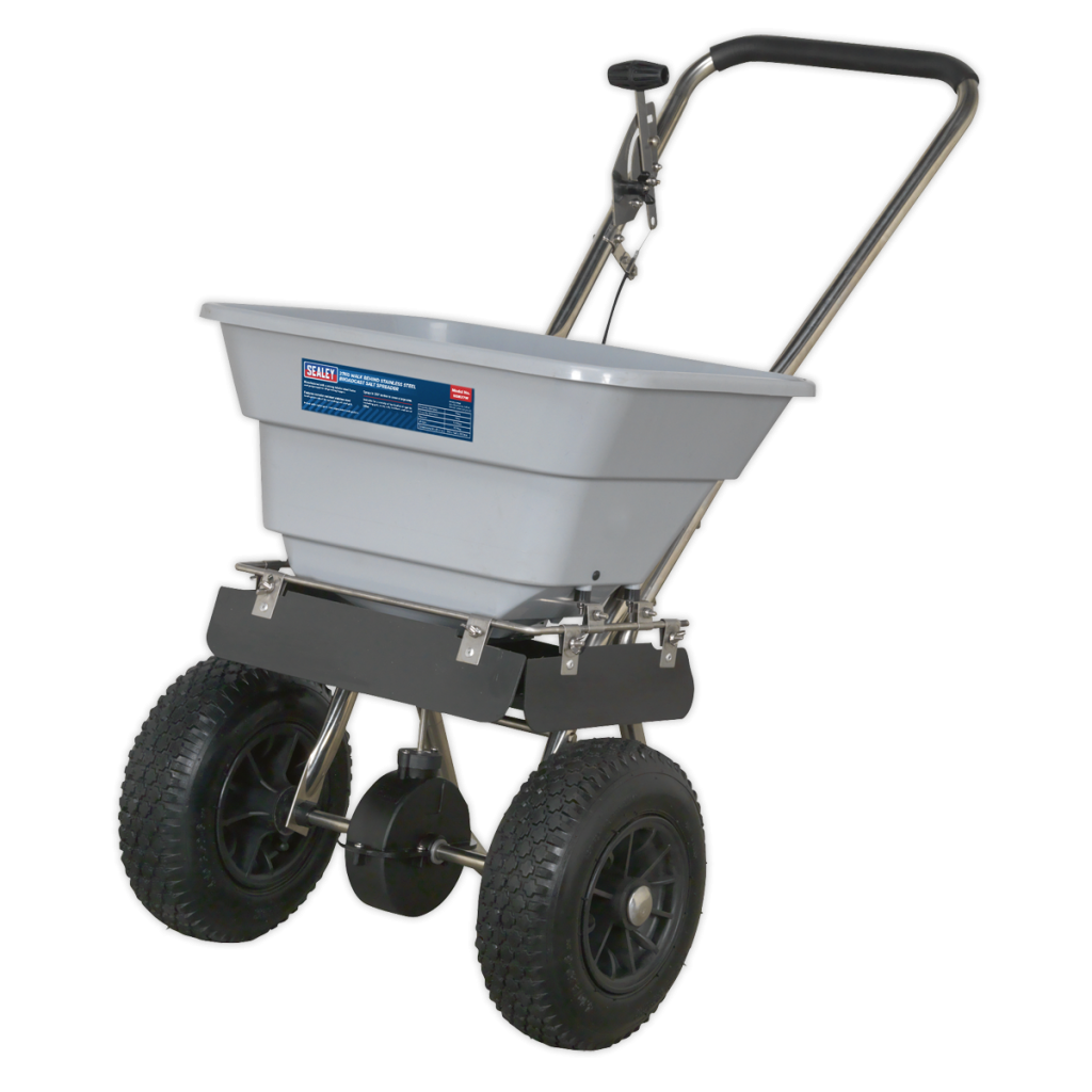 Stainless Steel Broadcast Salt Spreader 37kg Walk Behind Huttie